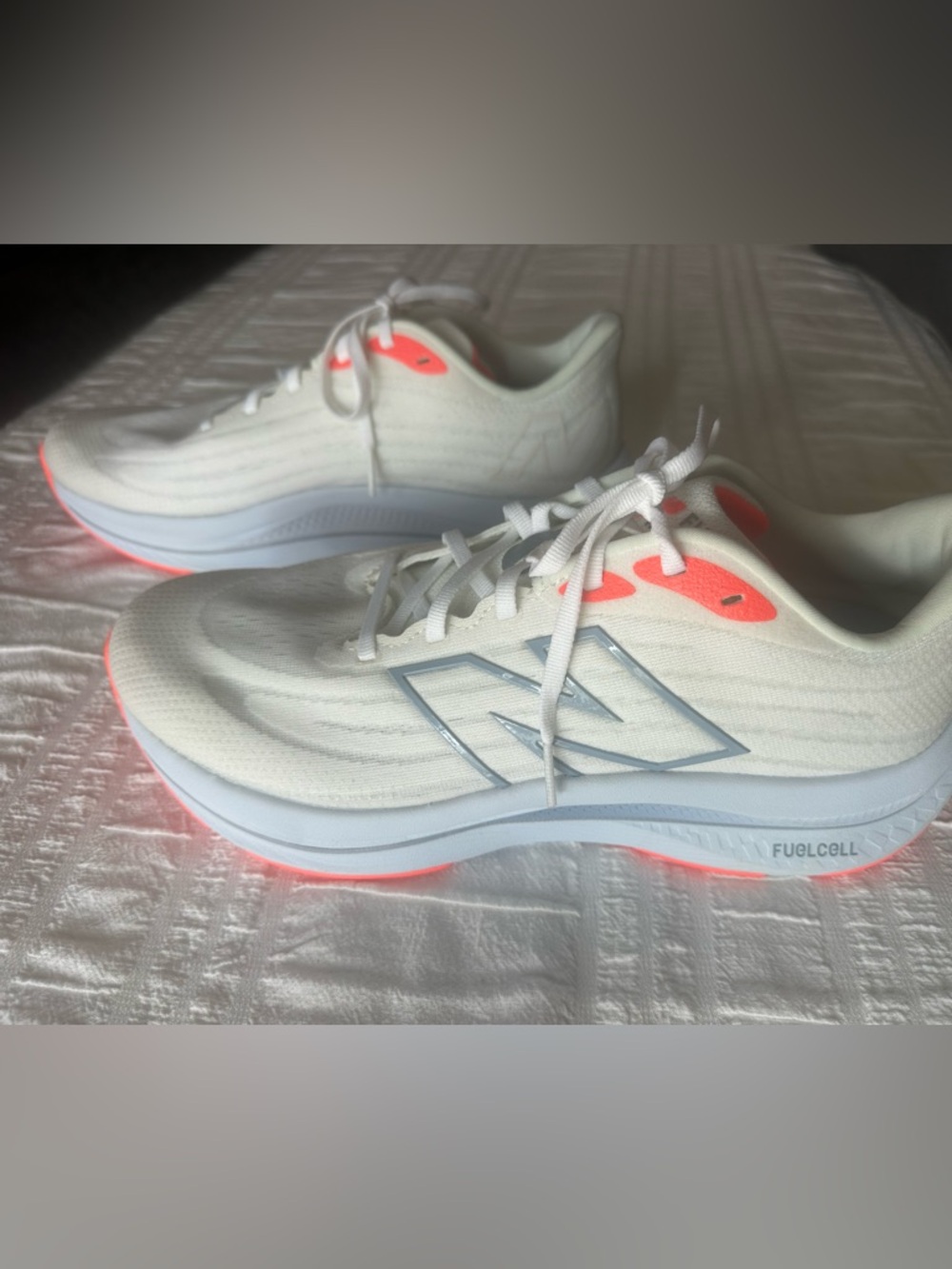 New Balance Women's White Sneakers with Coral Accents